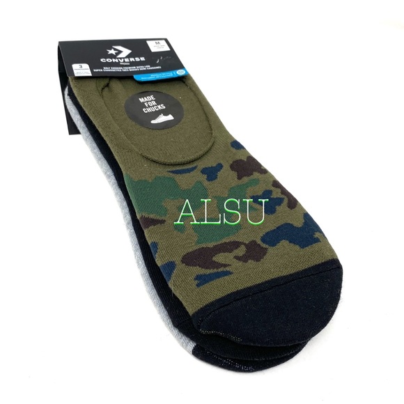 Converse 3-Pack Flat Basic MFC Men Sock Camo Black 10015006 - Picture 2 of 7